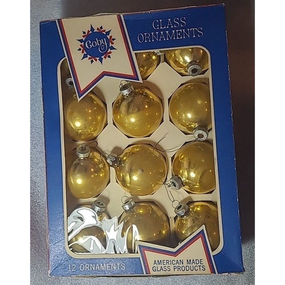 Vintage Coby Glass Ornaments Gold Set of 12